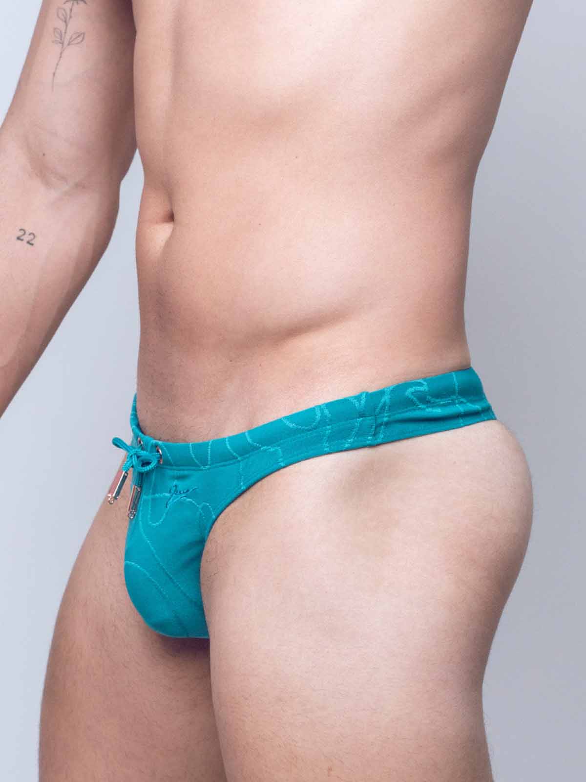 2EROS RIPPLE TEXTURED SWIM THONG GREEN - FullKit.com