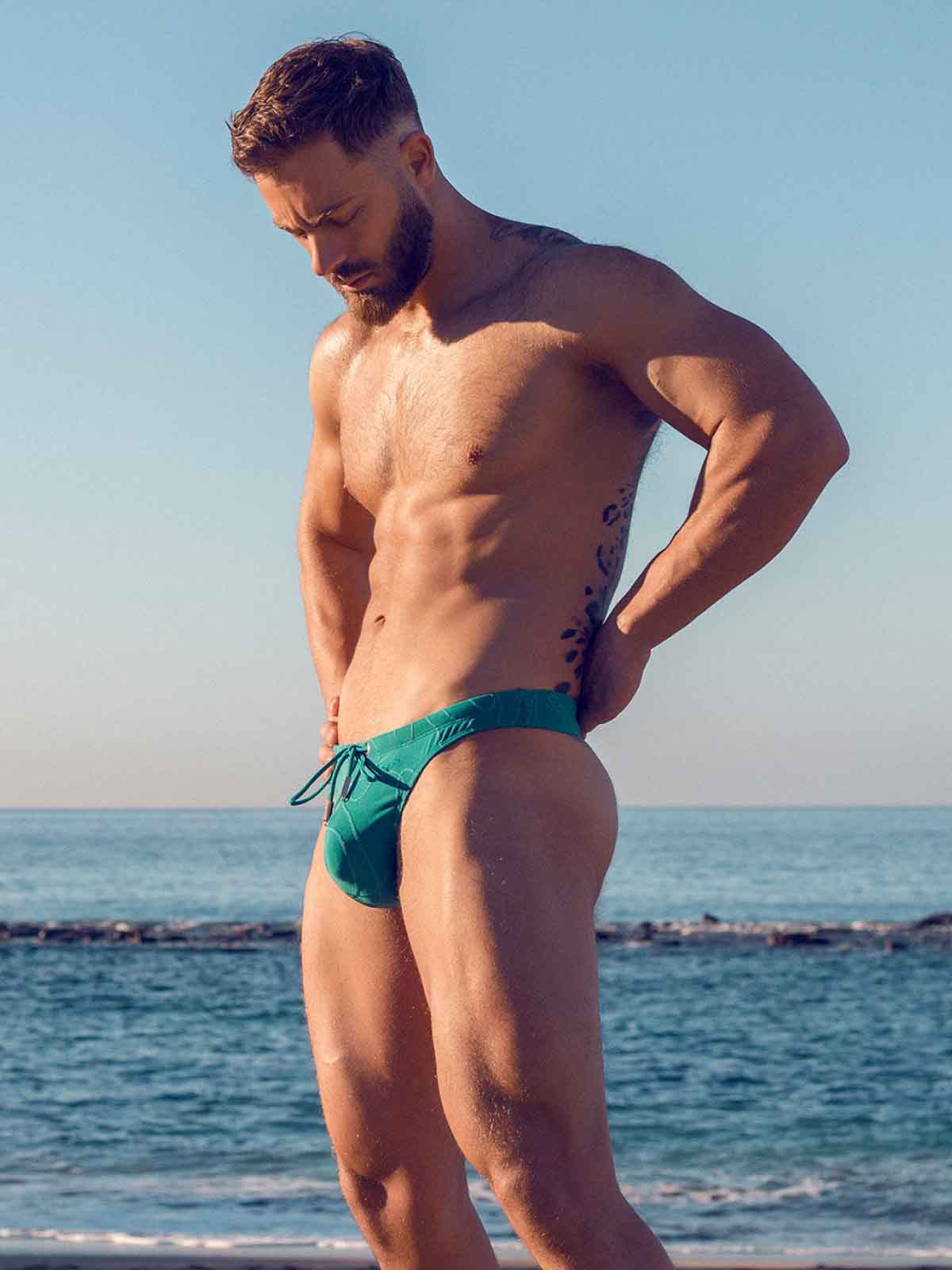 2EROS RIPPLE TEXTURED SWIM THONG GREEN - FullKit.com