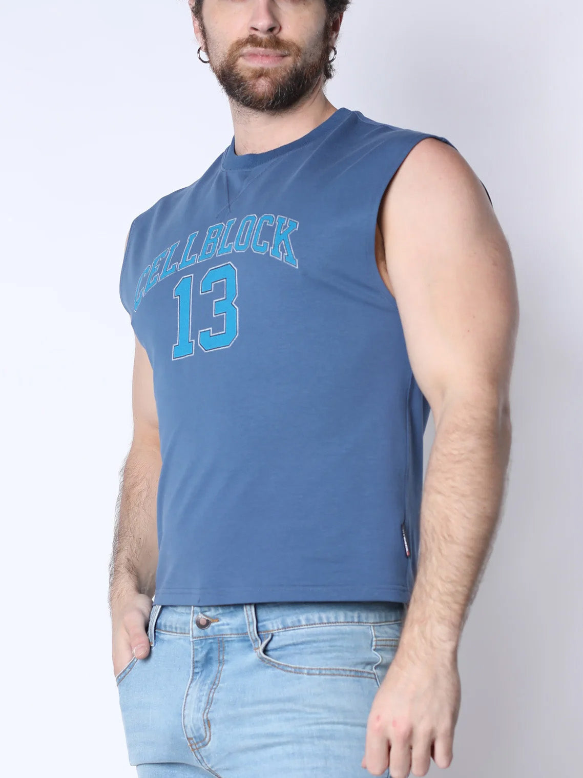 CB13 Sport Cropped Muscle Tank BLUE - FULLKIT.COM