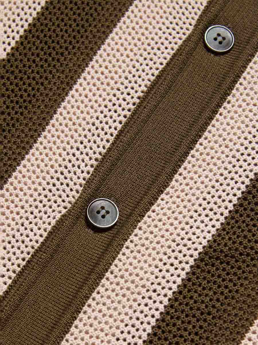 EIGHT X BEACHSIDE CROCHET BUTTON UP SHORT SLEEVE SHIRT BEIGE - FullKit.com