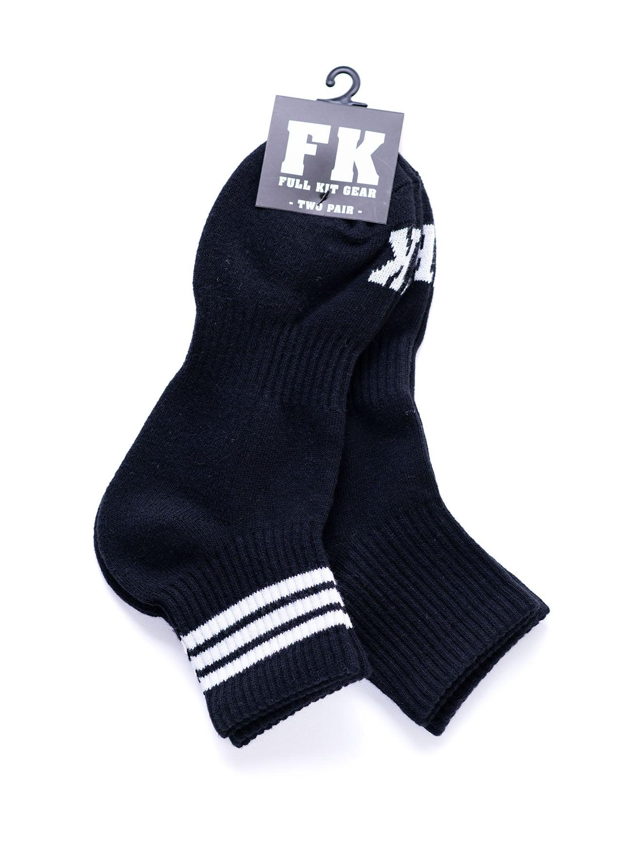 FK SPORT ANKLE SOCK 2 PACK BLACK WHITE STRIPE SOLID BLACK - FullKit.com