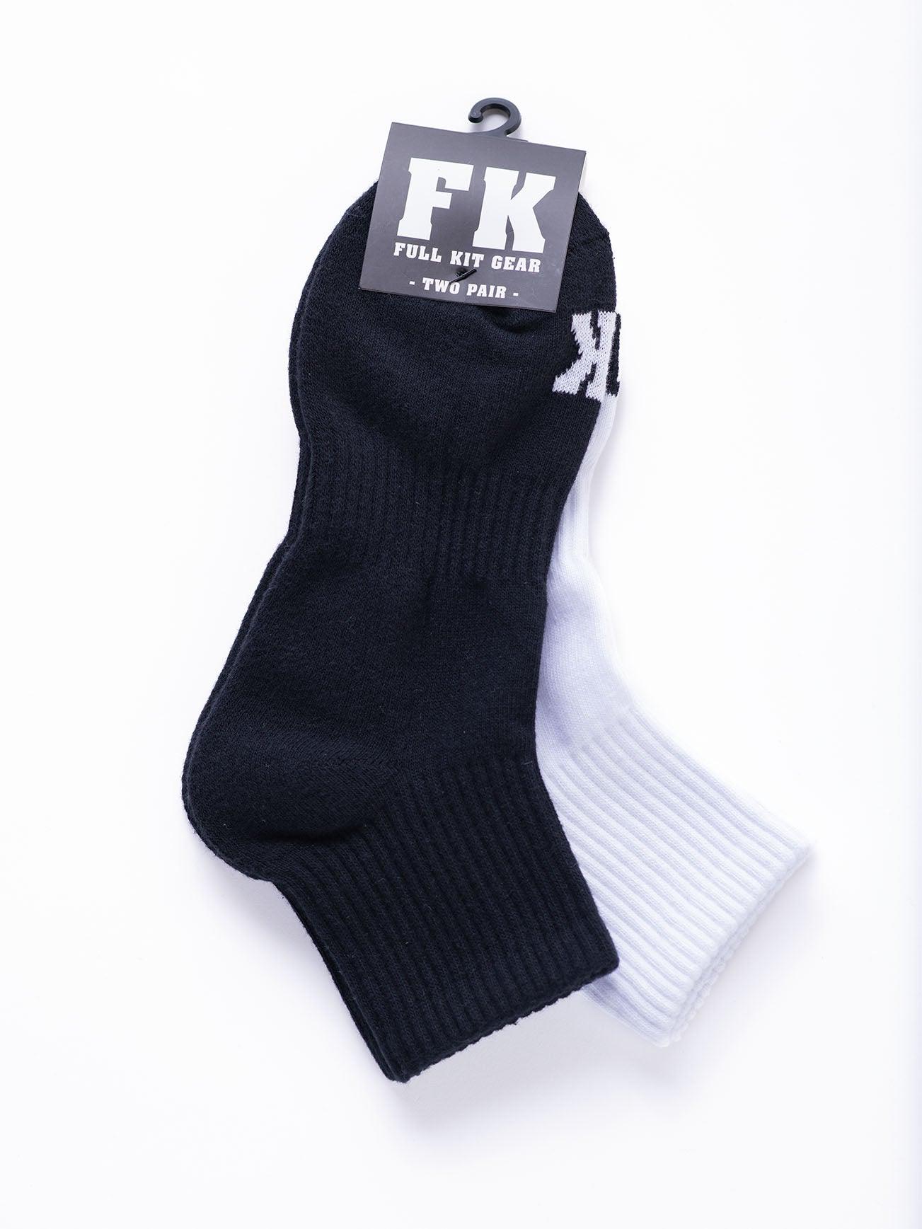 FK SPORT ANKLE SOCK 2 PACK SOLID BLACK SOLID WHITE - FullKit.com