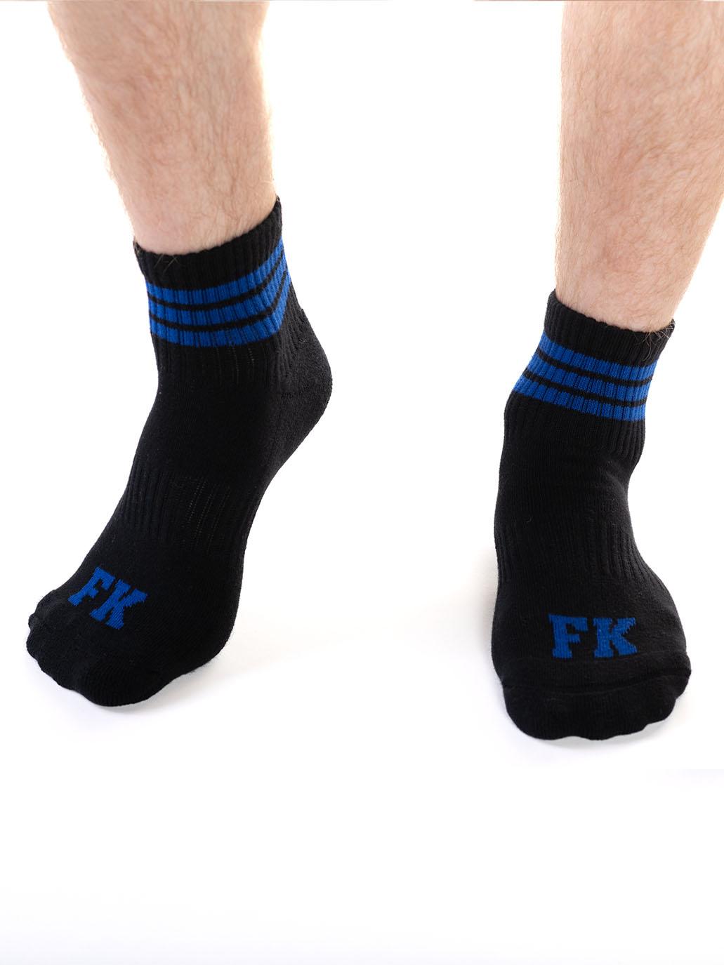 FK SPORT ANKLE SOCK 2 PACK BLACK BLUE STRIPE SOLID BLACK - FullKit.com