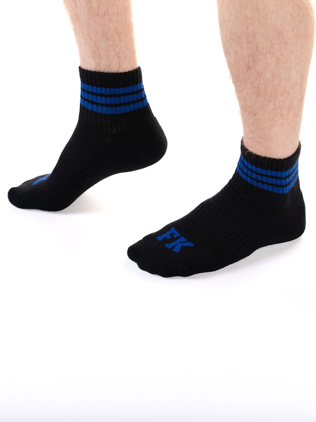 FK SPORT ANKLE SOCK 2 PACK BLACK BLUE STRIPE SOLID BLACK - FullKit.com