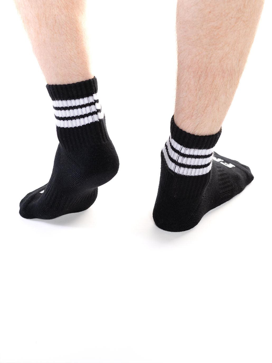 FK SPORT ANKLE SOCK 2 PACK BLACK WHITE STRIPE SOLID BLACK - FullKit.com