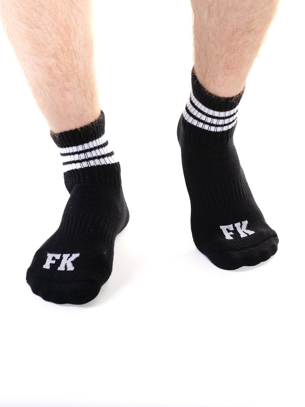 FK SPORT ANKLE SOCK 2 PACK BLACK WHITE STRIPE SOLID BLACK - FullKit.com