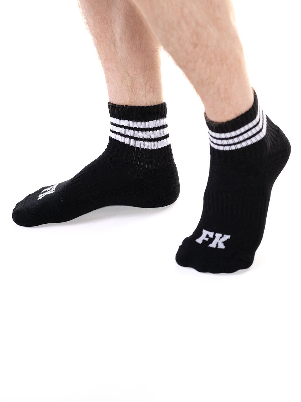FK SPORT ANKLE SOCK 2 PACK BLACK WHITE STRIPE SOLID BLACK - FullKit.com