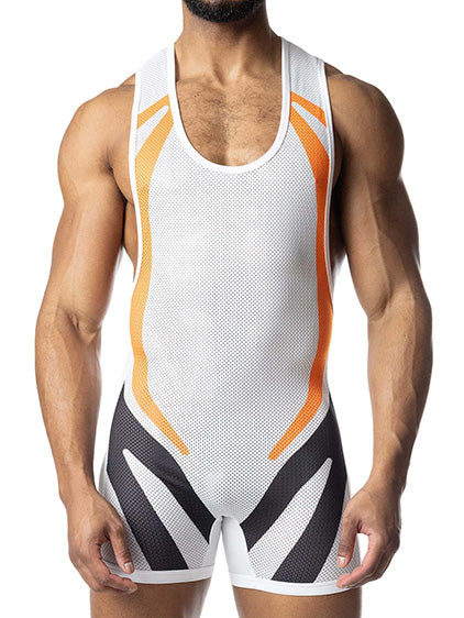 Nasty Pig Hyper Singlet Vibrant Orange White Black - Fullkit.com