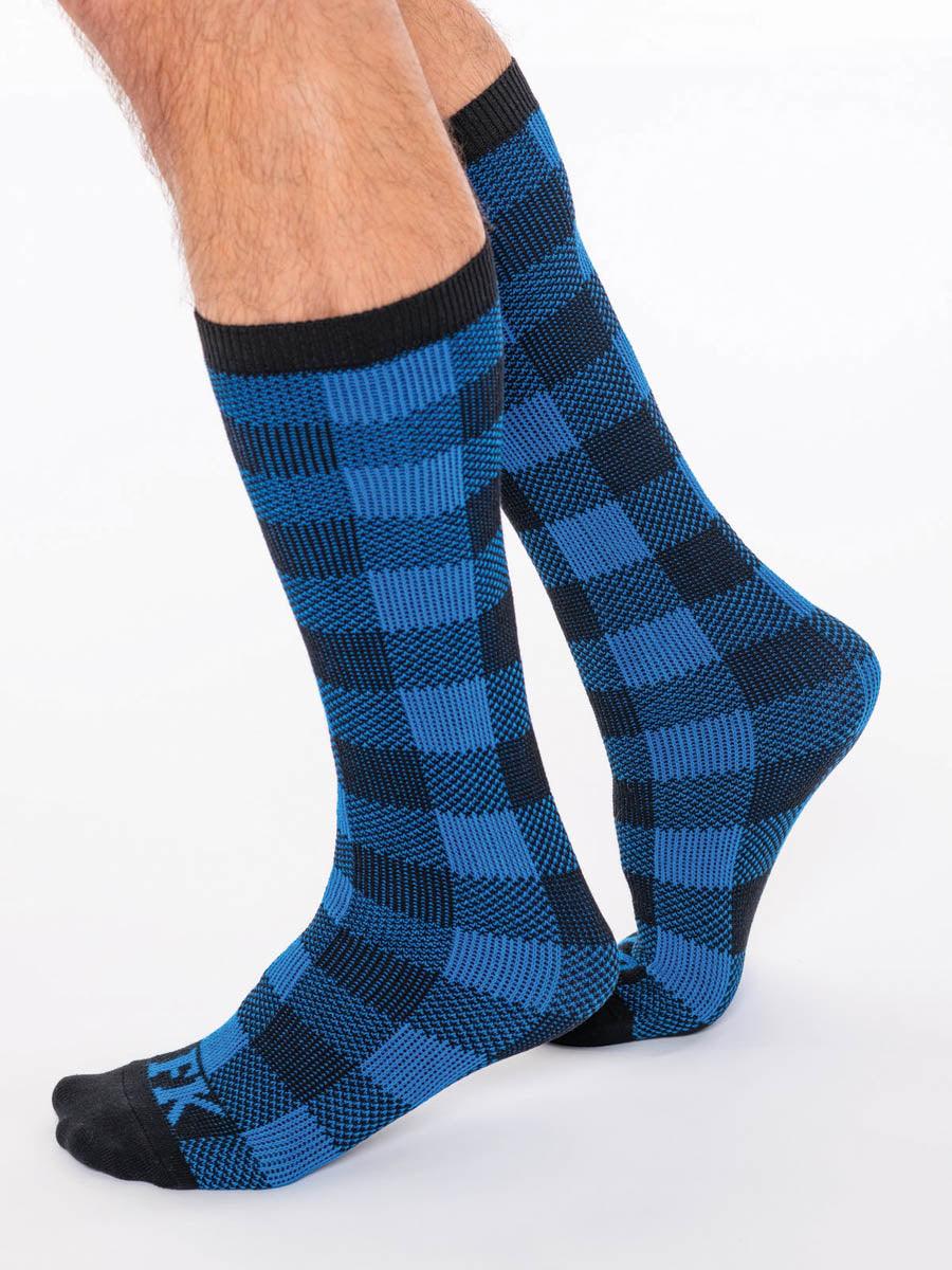 FK SPORT HIGH CALF PLAID SOCK BLUE - FullKit.com