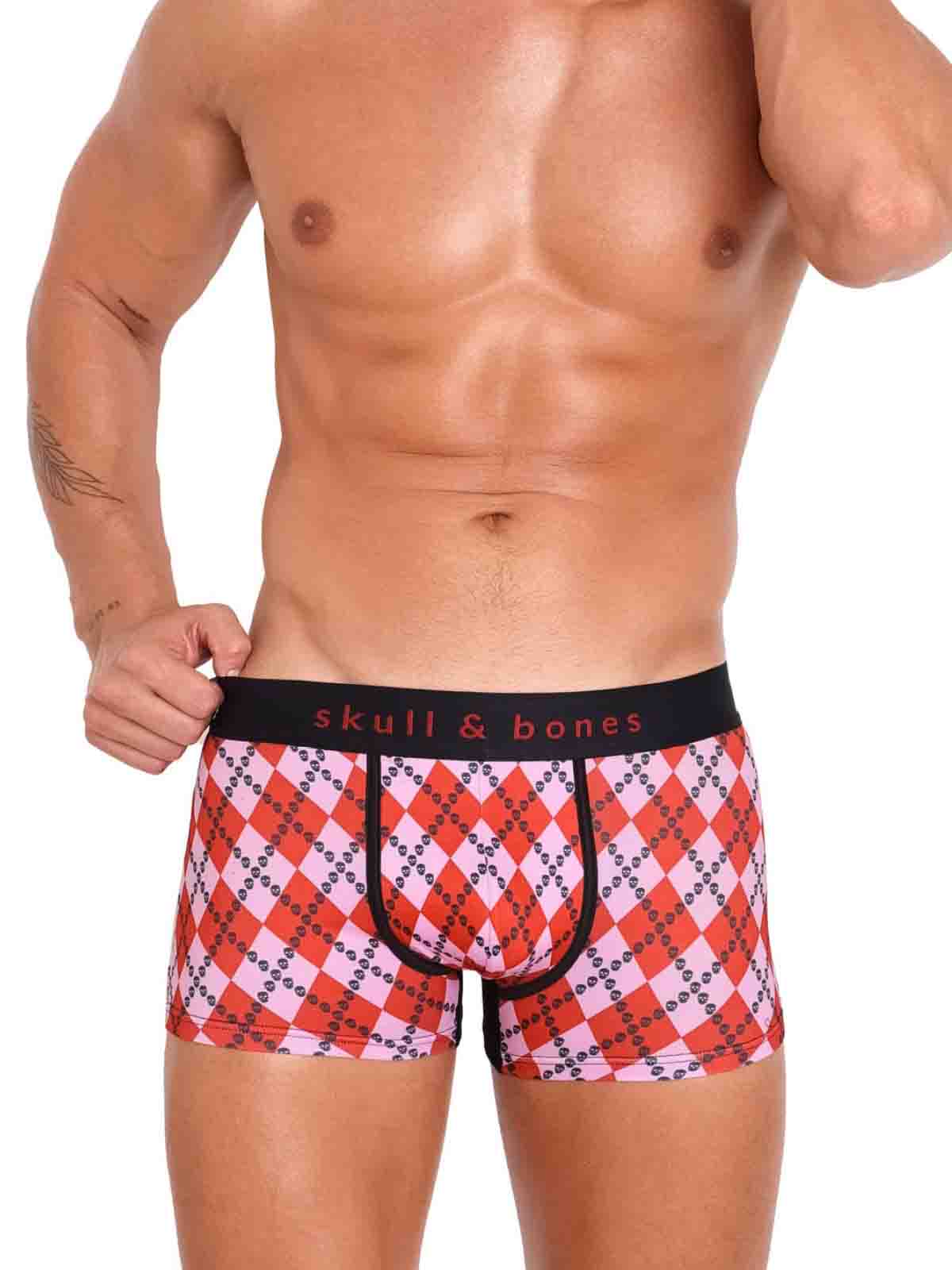 SKULL AND BONES SKULL ARGYLE RED TRUNK - FullKit.com