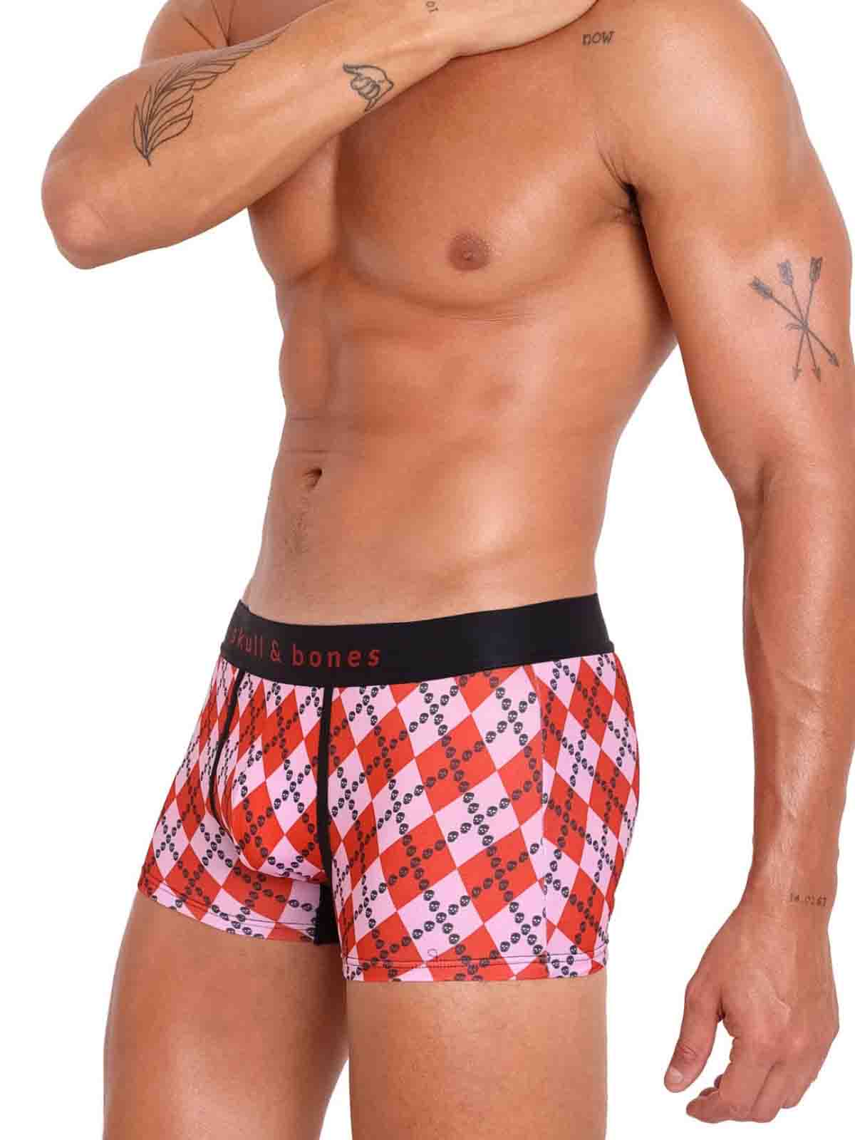 SKULL AND BONES SKULL ARGYLE RED TRUNK - FullKit.com
