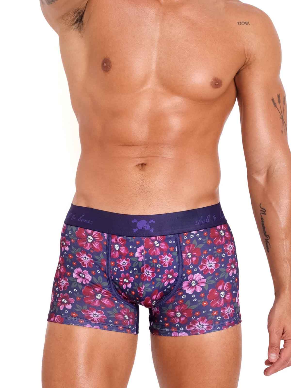 SKULL AND BONES MAROON FLORAL TRUNK - FullKit.com