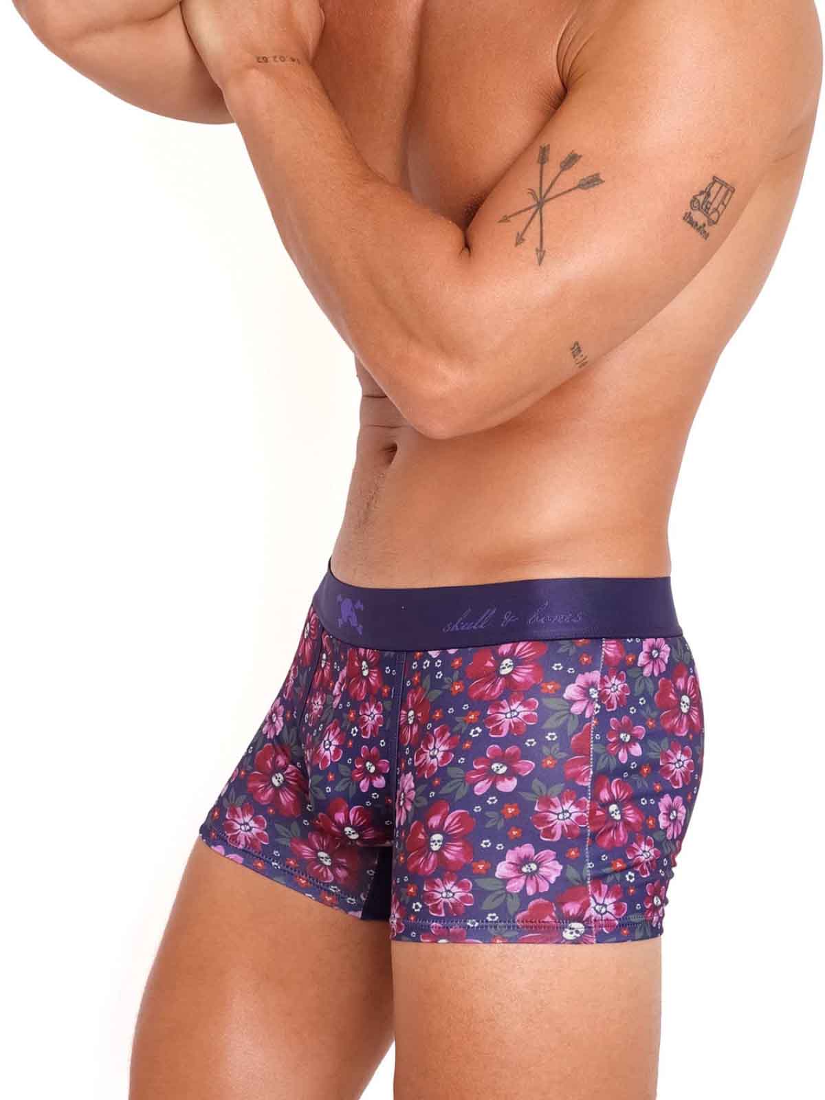 SKULL AND BONES MAROON FLORAL TRUNK - FullKit.com