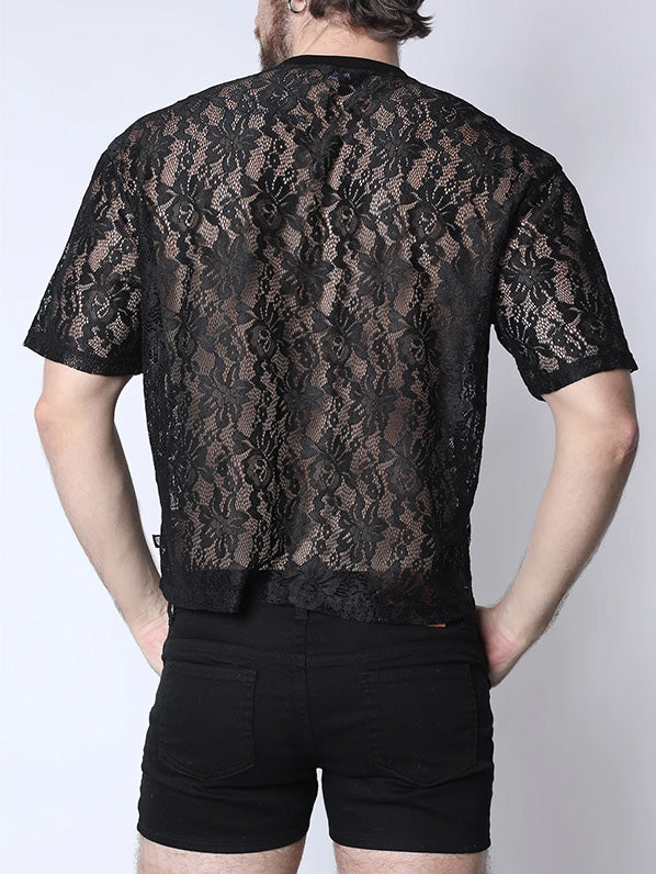 Timoteo Sorrento Lace Cropped Tee Black - Fullkit.com
