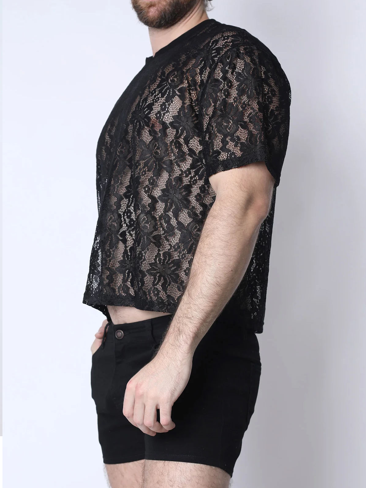 Timoteo Sorrento Lace Cropped Tee Black - Fullkit.com