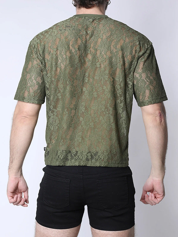 Timoteo Sorrento Lace Cropped Tee Forest Green - Fullkit.com
