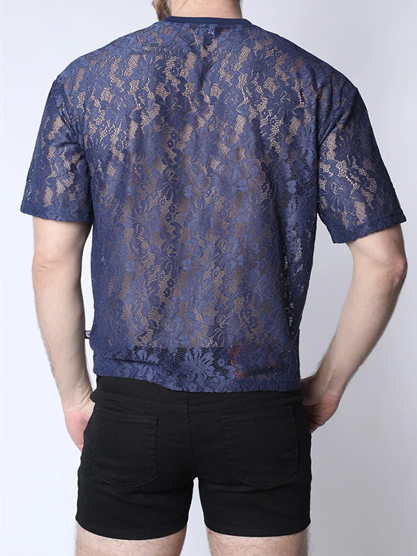 Timoteo Sorrento Lace Cropped Tee Midnight Blue - Fullkit.com