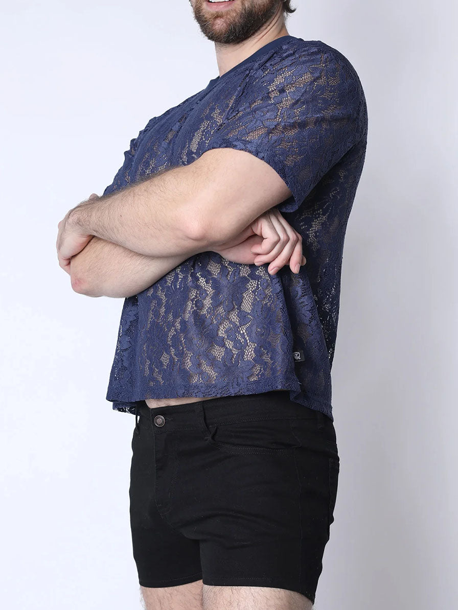 Timoteo Sorrento Lace Cropped Tee Midnight Blue - Fullkit.com