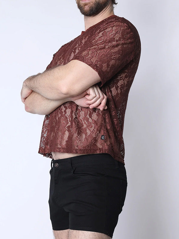 Timoteo Sorrento Lace Cropped Tee Rust - Fullkit.com