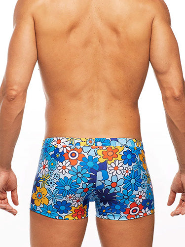 Tribe Swim Trunk Botanical Blue Orange - fullkit.com
