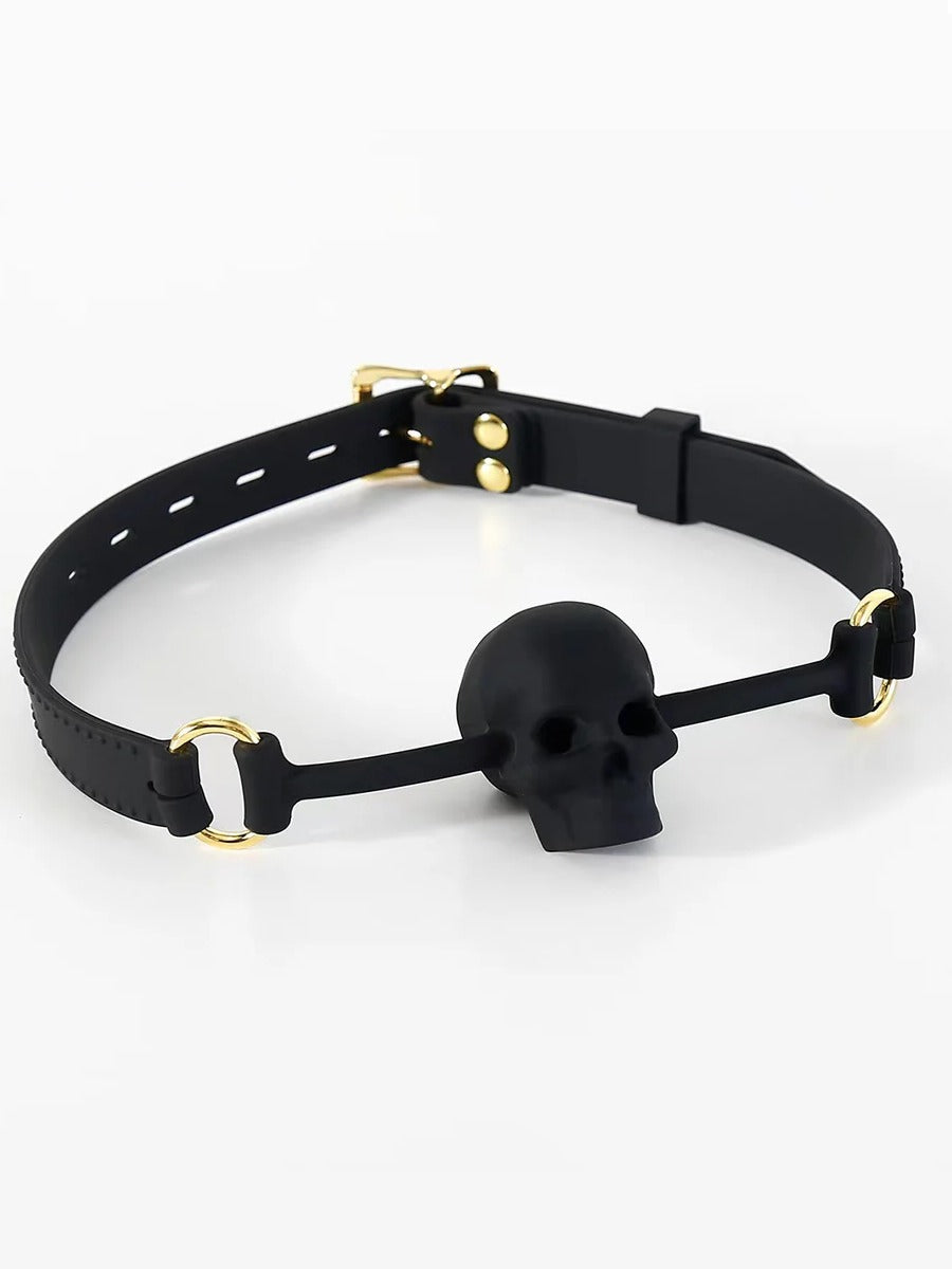 LOCKING SILICONE SKULL BALL GAG