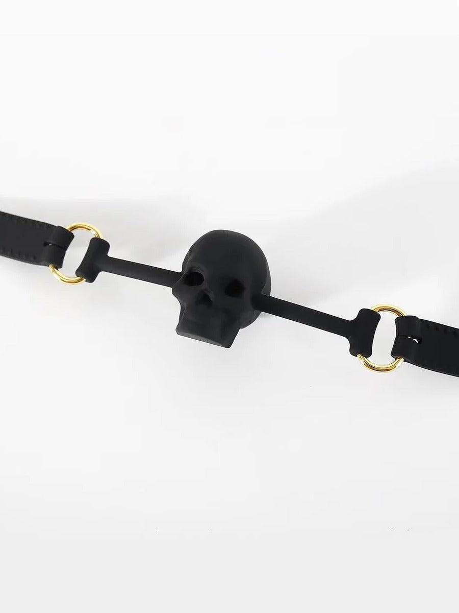 LOCKING SILICONE SKULL BALL GAG