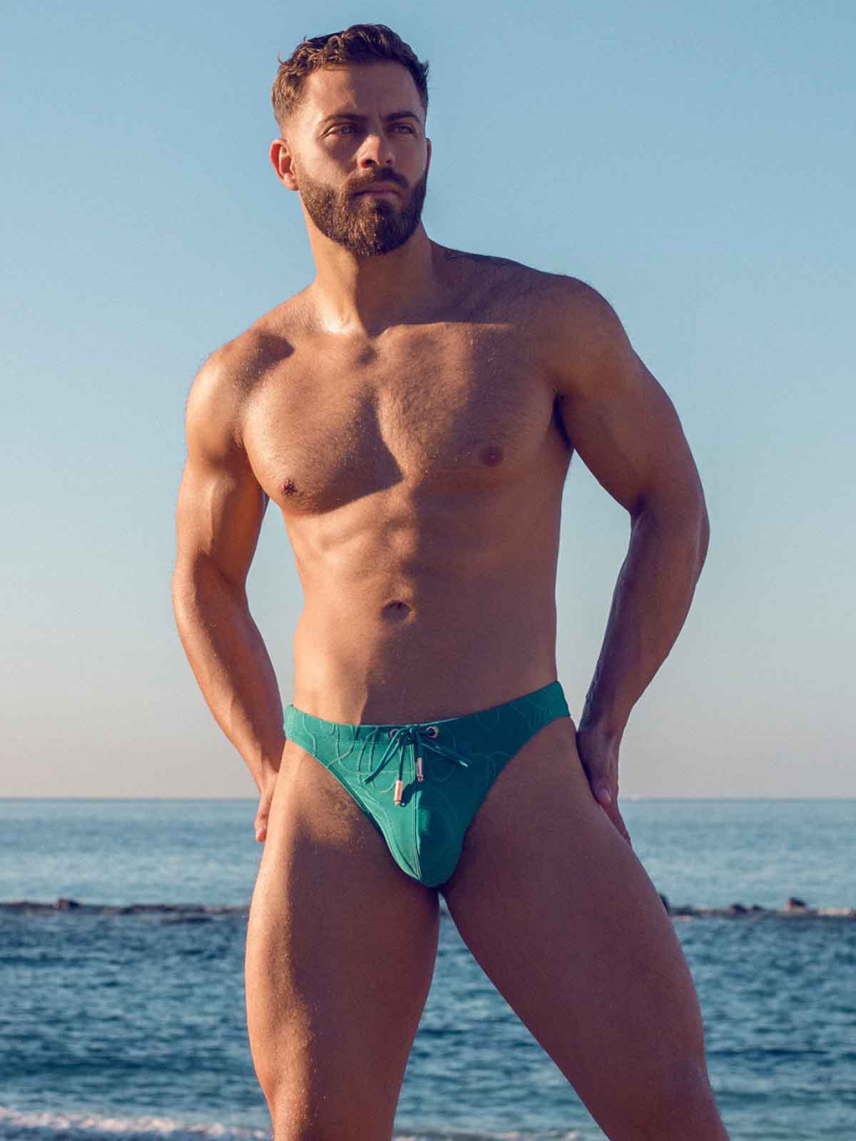 2EROS RIPPLE TEXTURED SWIM THONG GREEN - FullKit.com