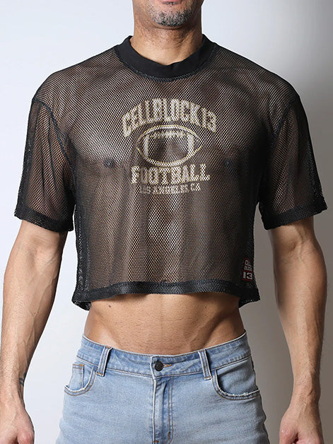 Cellblock13_Field_Goal_Football_Mesh_Crop_Tee_Black - Fullkit.com