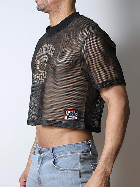Cellblock13 Field Goal Football Mesh Crop Tee Black - Fullkit.com