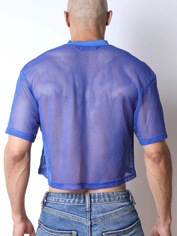 Cellblock13 Field Goal Football Mesh Crop Tee Blue - Fullkit.com
