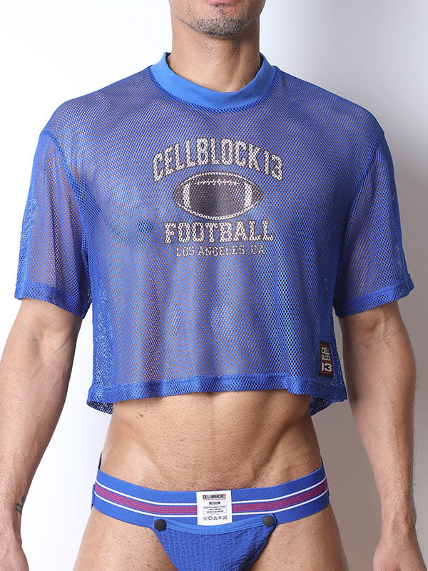 Cellblock13 Field Goal Football Mesh Crop Tee Blue - Fullkit.com