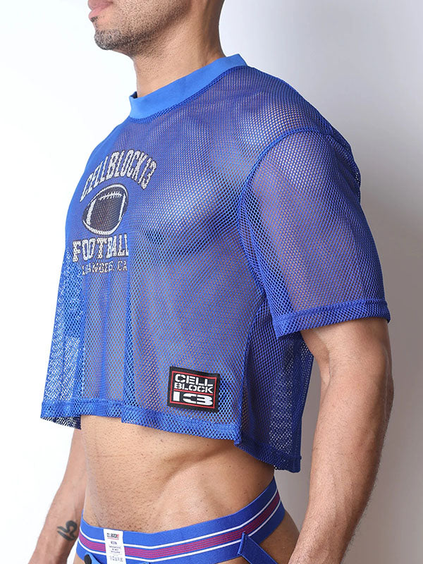 Cellblock13 Field Goal Football Mesh Crop Tee Blue - Fullkit.com