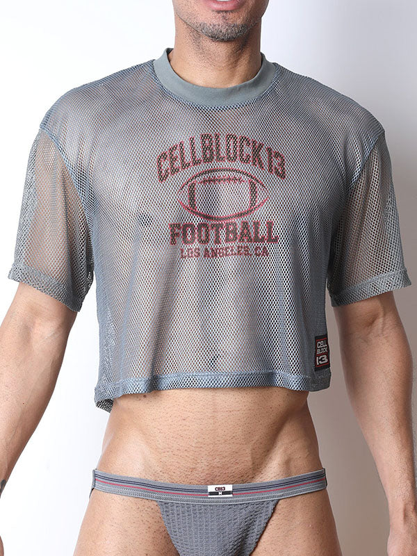 Cellblock13 Field Goal Football Mesh Crop Tee Gray - Fullkit.com