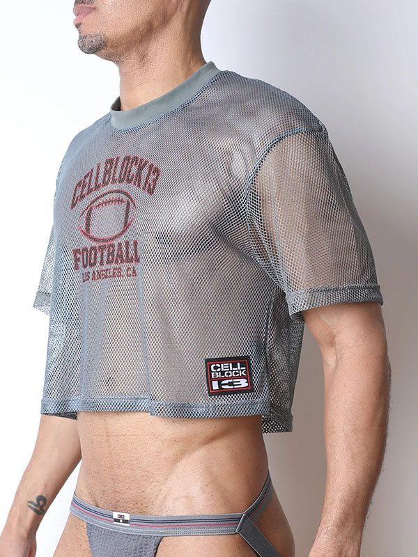 Cellblock13 Field Goal Football Mesh Crop Tee Gray - Fullkit.com