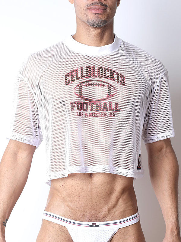 Cellblock13 Field Goal Football Mesh Crop Tee White - Fullkit.com