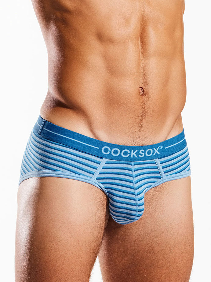 Cocksox CX76MD Striped Modal Sports Brief Cascade - Fullkit.com