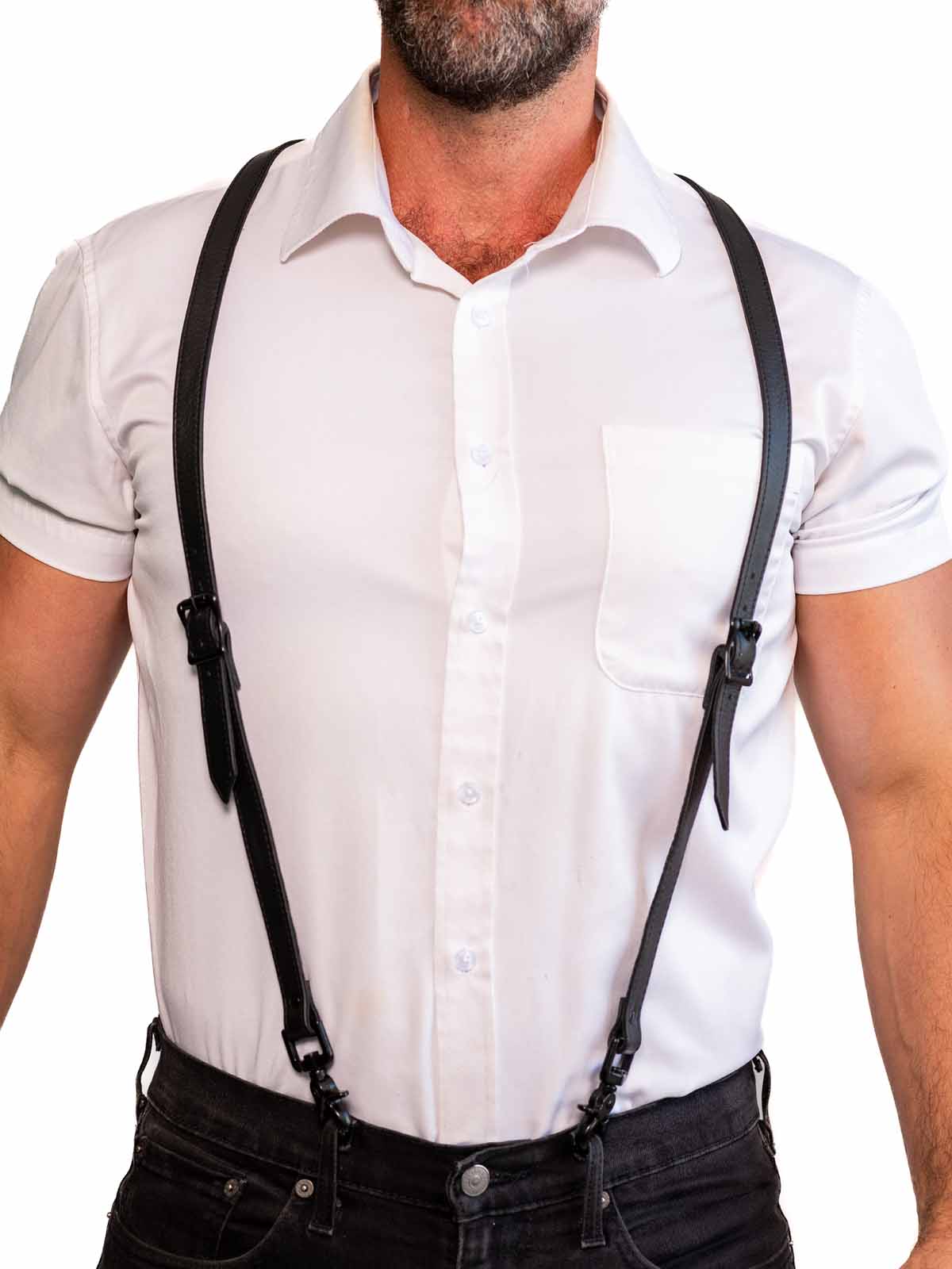 Fk Leather Garment Braces Black Black - Fullkit.com