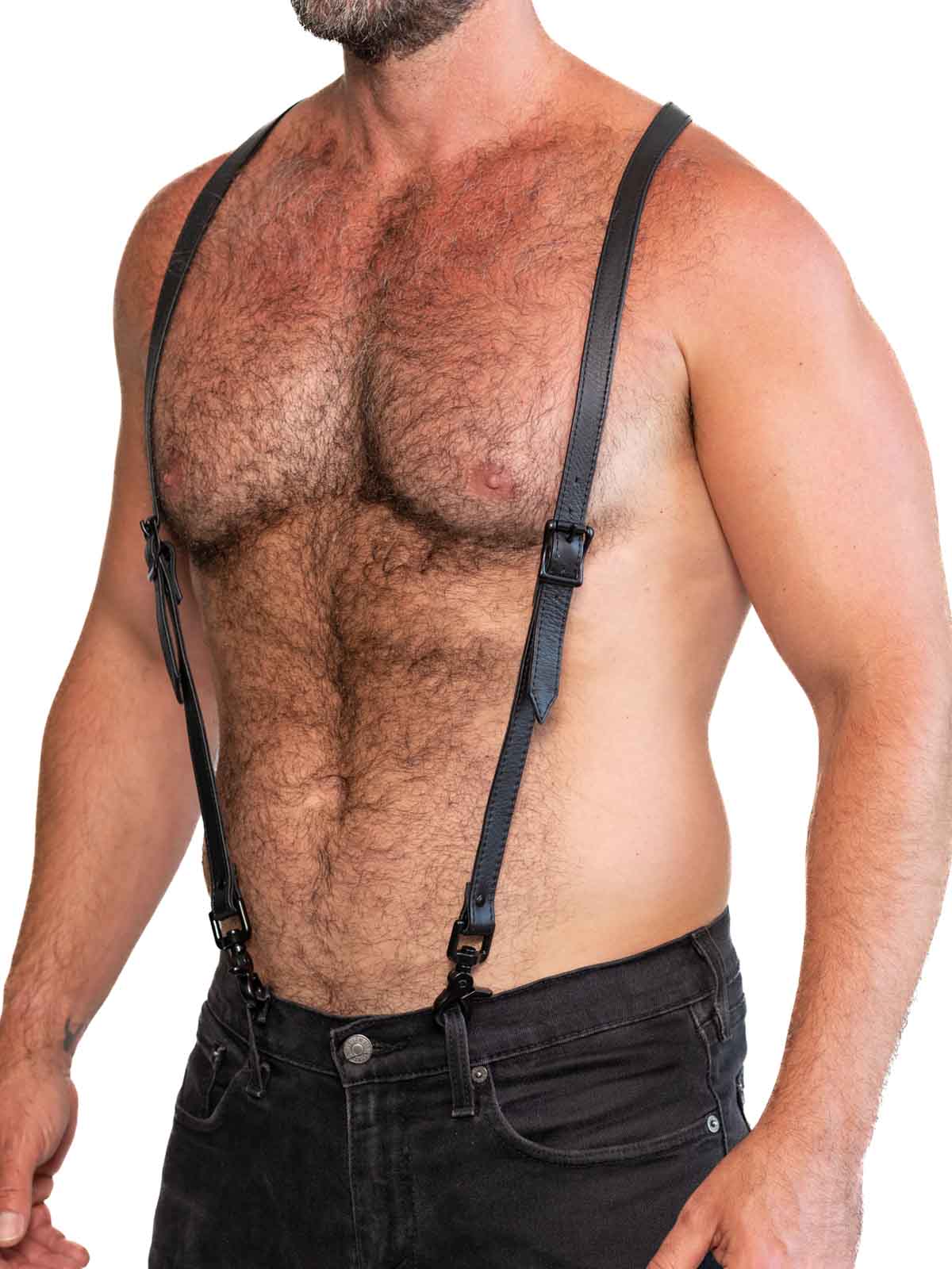 Fk Leather Garment Braces Black Black - Fullkit.com