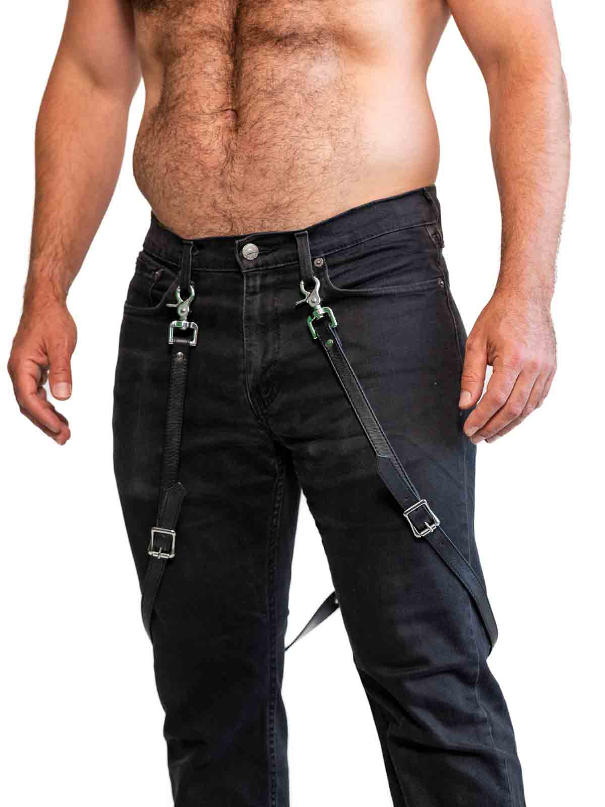 Fk Leather Garment Braces Black Nickel - Fullkit.com