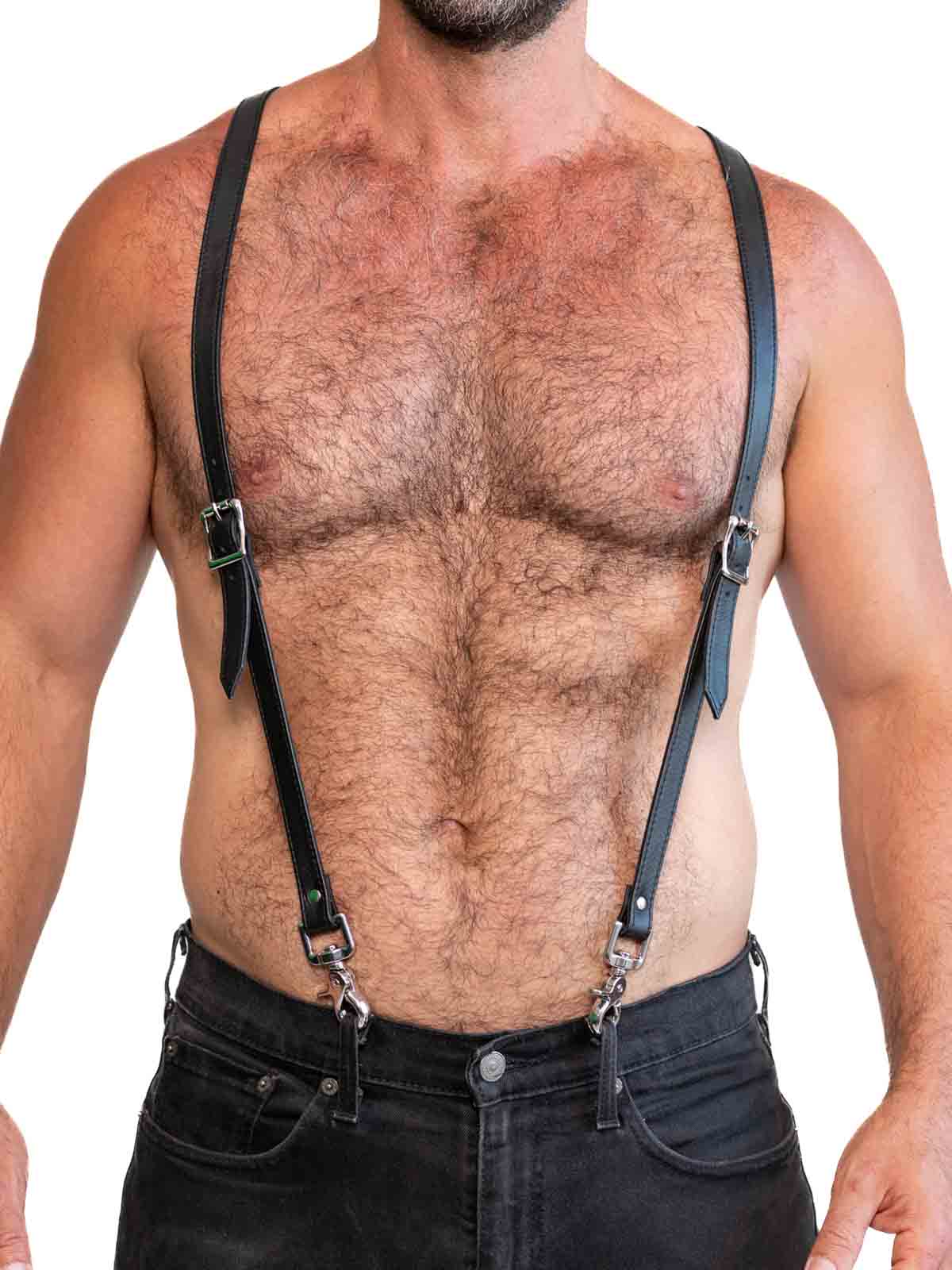 Fk Leather Garment Braces Black Nickel - Fullkit.com