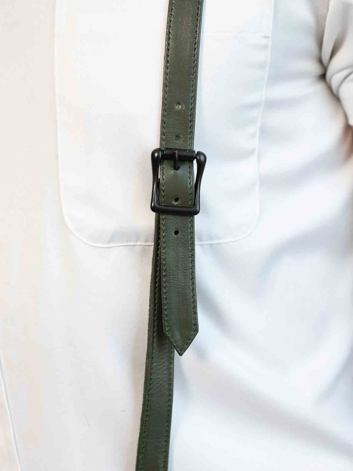 Fk Leather Garment Braces Olive Green Black - Fullkit.com