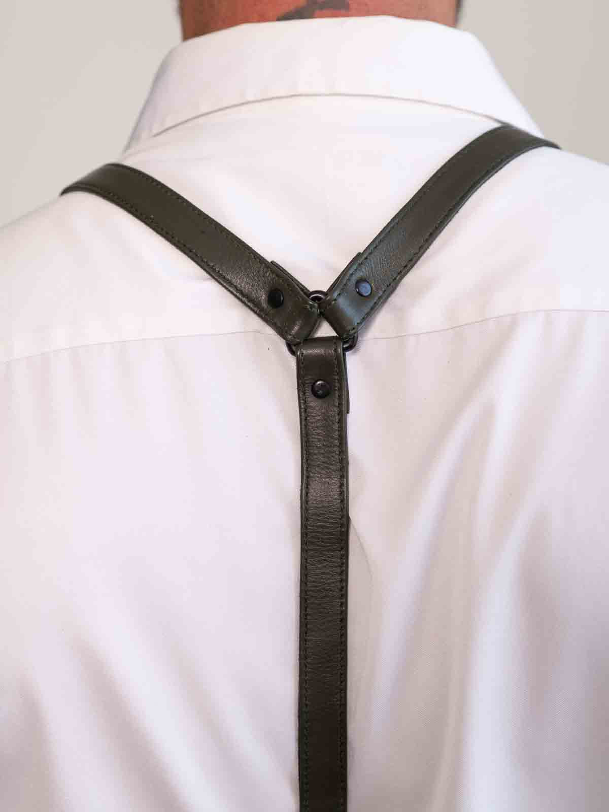 Fk Leather Garment Braces Olive Green Black - Fullkit.com
