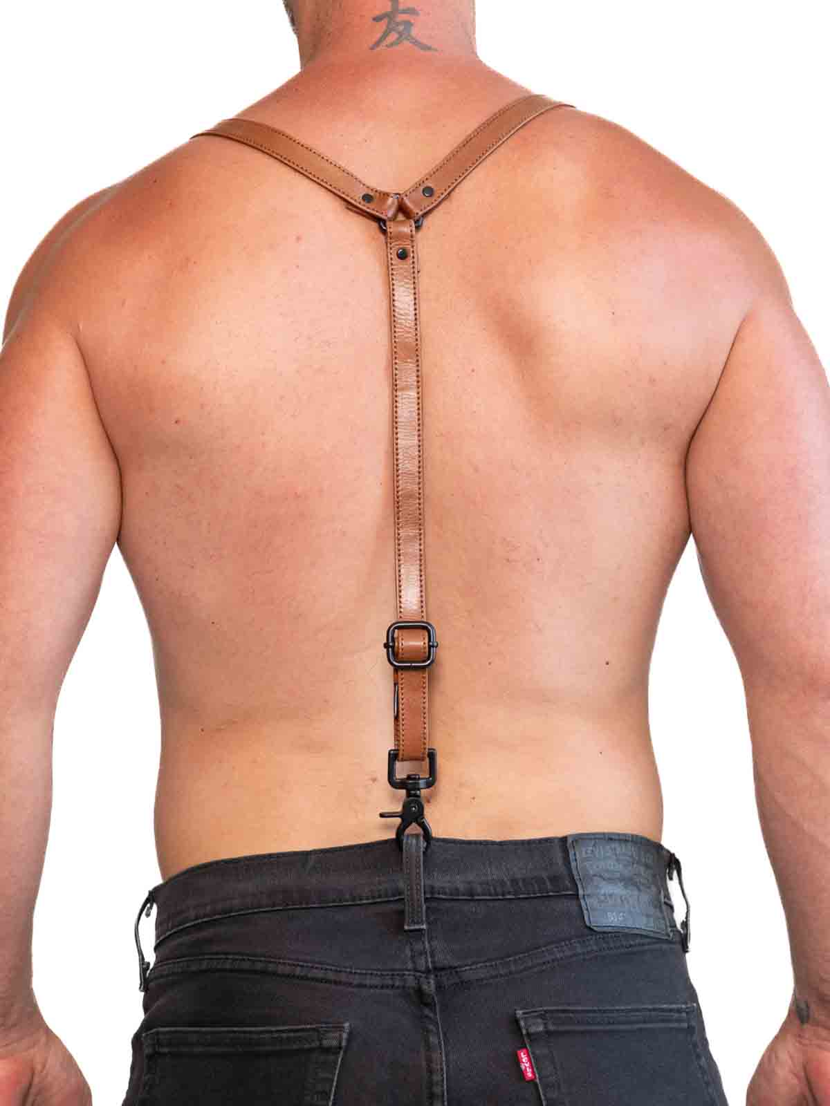 Fk Leather Garment Braces Saddle Brown Black - Fullkit.com