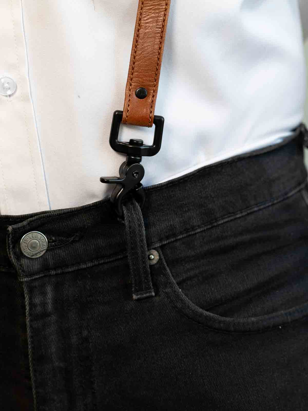 Fk Leather Garment Braces Saddle Brown Black - Fullkit.com