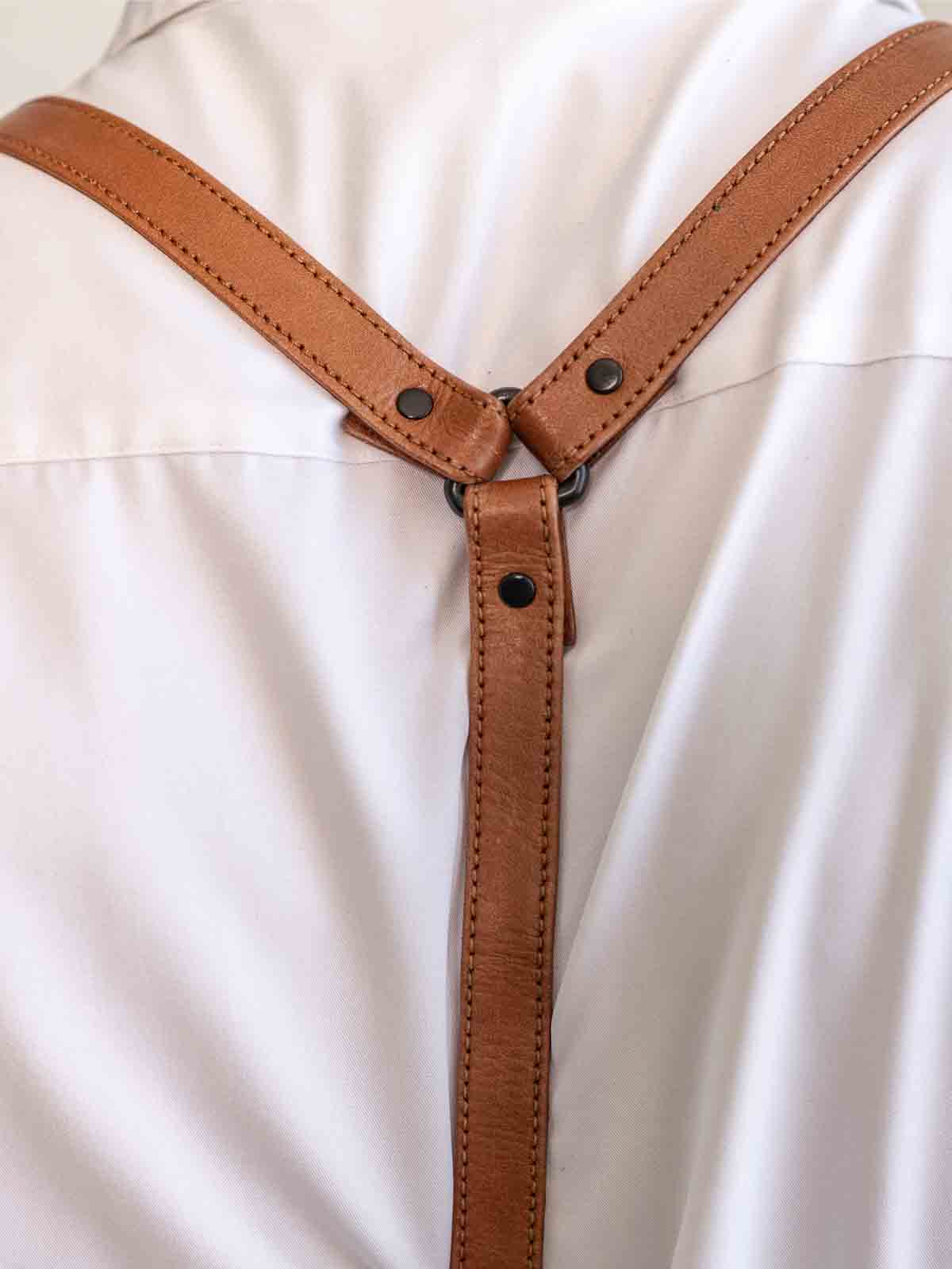 Fk Leather Garment Braces Saddle Brown Black - Fullkit.com