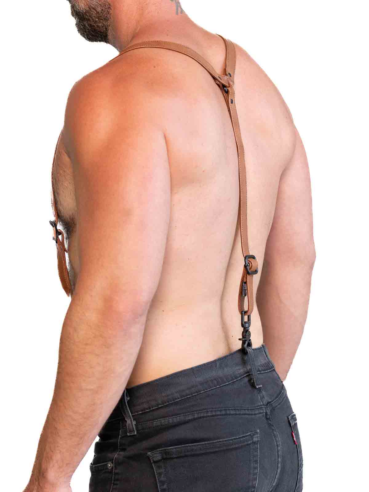 Fk Leather Garment Braces Saddle Brown Black - Fullkit.com