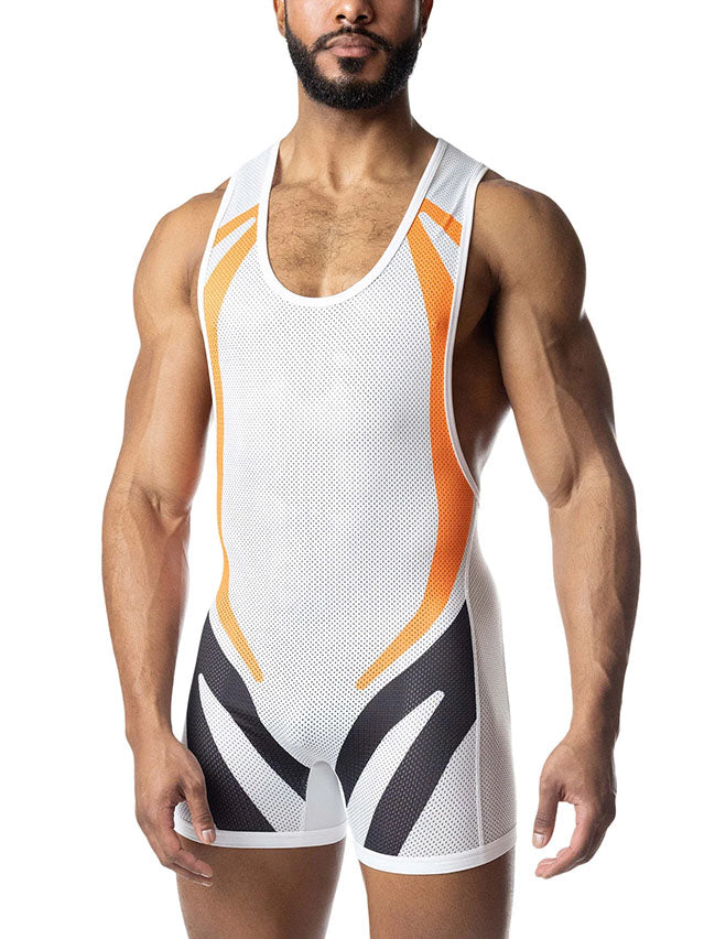 Nasty Pig Hyper Singlet Vibrant Orange White Black - Fullkit.com