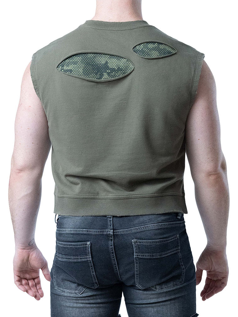 Nasty Pig Shred Sleeveless Crop Top Olive Green - Fullkit.com
