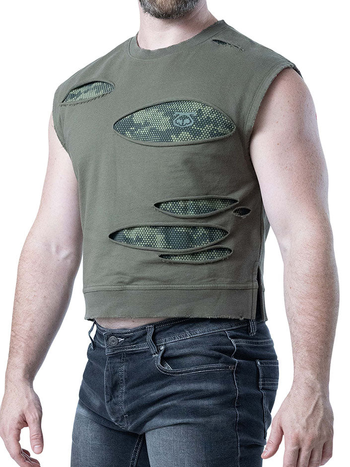 Nasty Pig Shred Sleeveless Crop Top Olive Green - Fullkit.com
