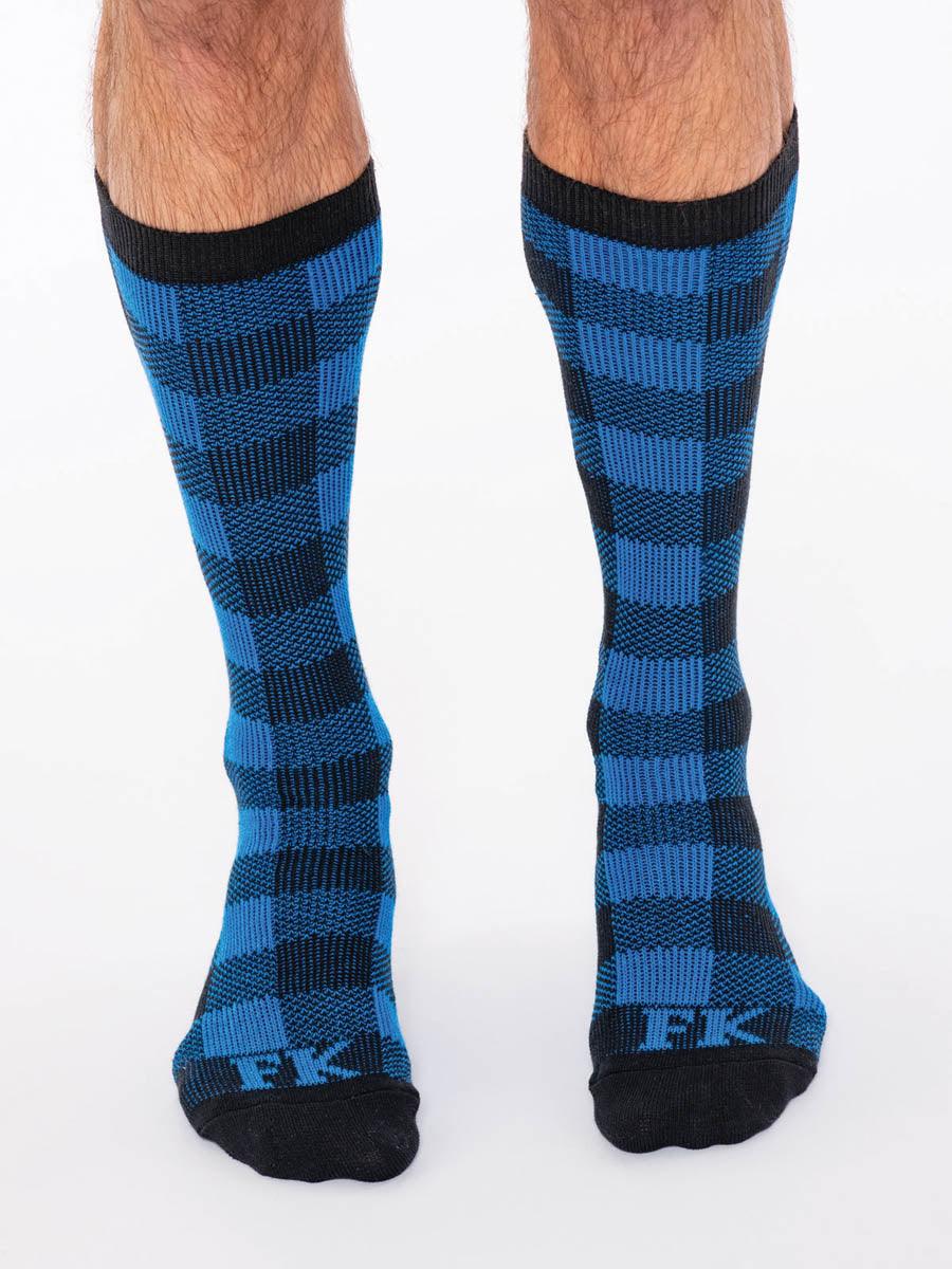 FK SPORT HIGH CALF PLAID SOCK BLUE - FullKit.com